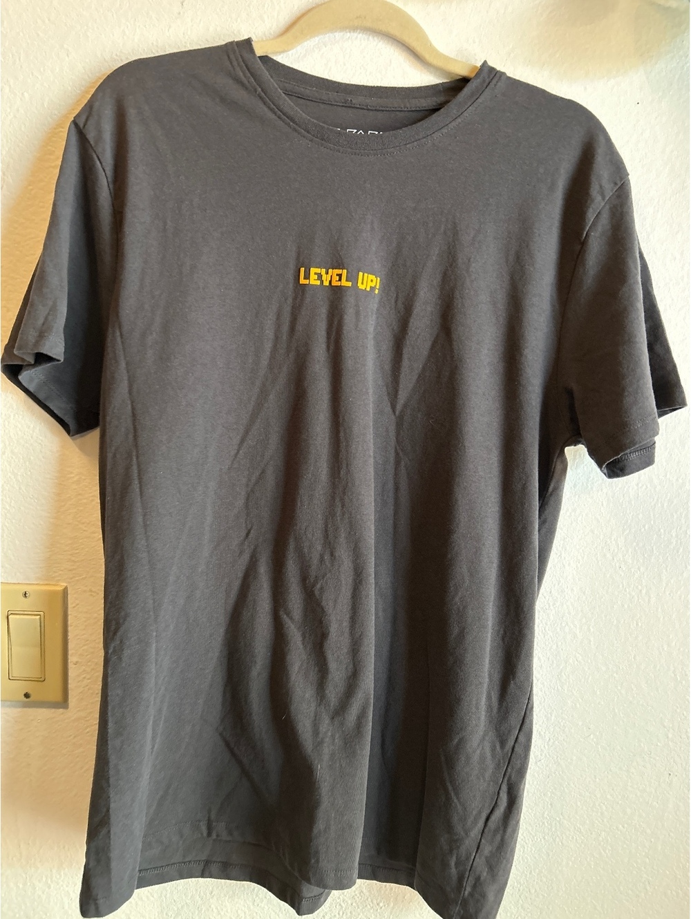 Read - Vox Populi Black Graphic T-Shirt with 'Level Up!' and Boxing Game Print